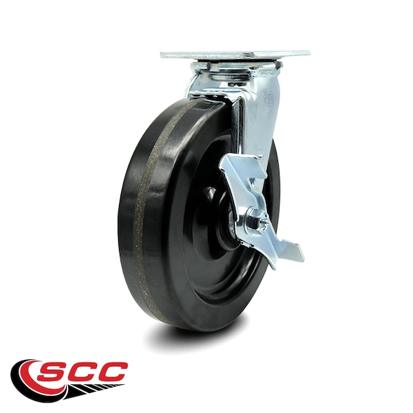 8 Inch Phenolic Swivel Caster with Roller Bearing and Brake